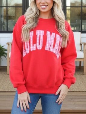 Lulu Mac Red With Pink Gingham Sweatshirt